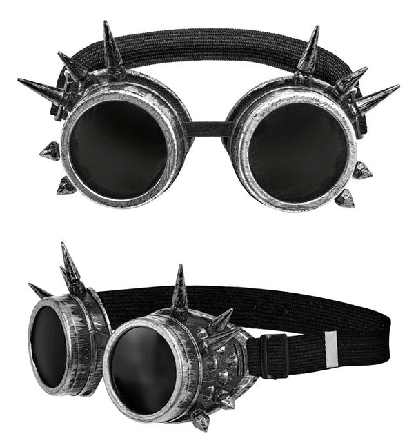 BRIL STEAMPUNK ANTIEK ZILVER GESPIJKERD van Widmann koop je bij Partywinkel