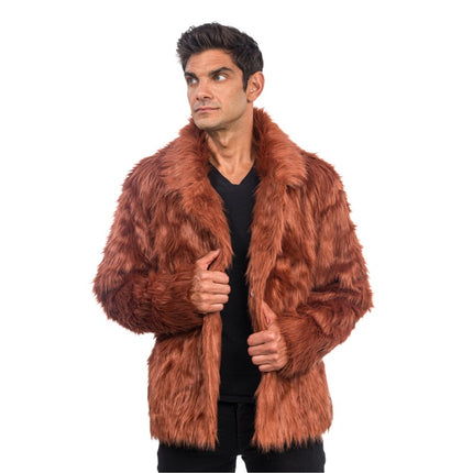 Brun frakke i imiteret pels - Unisex