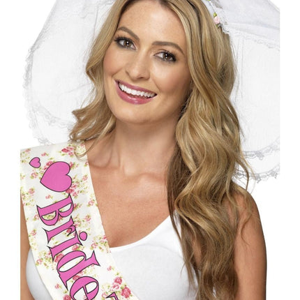 Bruid Sluier Bloemen van Smiffys koop je bij Partywinkel