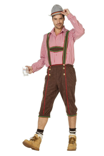 Bruine Lederhose Heren Lang van Wilbers & Wilbers koop je bij Partywinkel