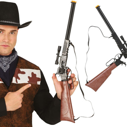 Bruine Nep Wapenset Met Richtkijker 64cm van Fiestas Guirca koop je bij Partywinkel