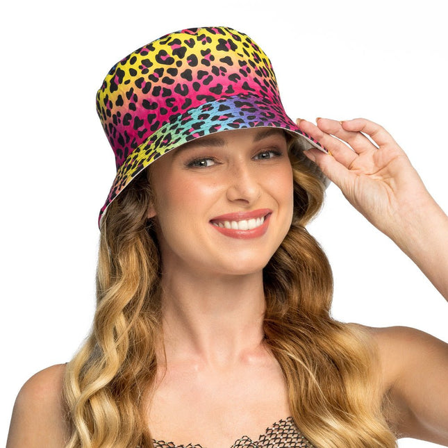 Bucket hat Leopard art van Boland koop je bij Partywinkel