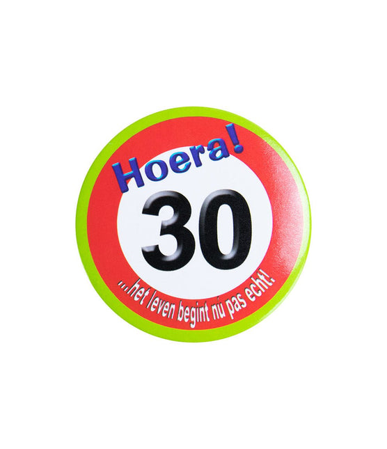 Button 30 Jaar Verkeersbord 5,5cm van Paper Dreams koop je bij Partywinkel