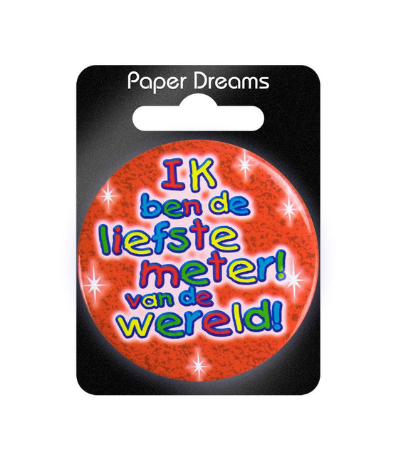 Button Ik Ben De Liefste Meter 5,5cm van Paper Dreams koop je bij Partywinkel