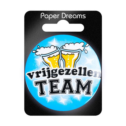 Button Vrijgezellen Team Man 5,5cm van Paper Dreams koop je bij Partywinkel