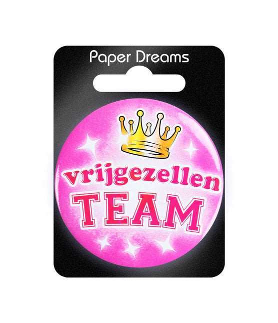 Button Vrijgezellen Team Vrouw 5,5cm van Paper Dreams koop je bij Partywinkel