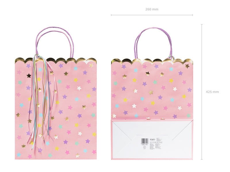 Cadeautasje Sterren Roze 32cm van Partydeco koop je bij Partywinkel