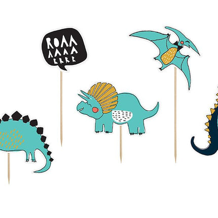 Caketopper Dinosaurs 20cm 5st van Partydeco koop je bij Partywinkel