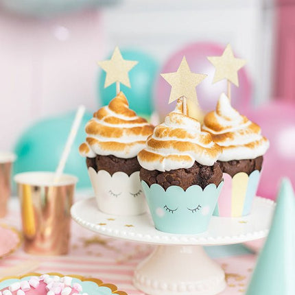 Caketopper Sterren Goud 11,5cm 6st van Partydeco koop je bij Partywinkel
