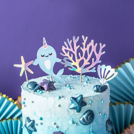 Caketopper Zeedieren 15,5cm 4st van Partydeco koop je bij Partywinkel