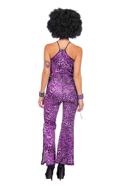 Disco 70S Jumpsuit Paars Dames Panterprint van Wilbers & Wilbers koop je bij Partywinkel