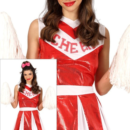 Cheerleader Jurk Rood Wit Dames van Fiestas Guirca koop je bij Partywinkel