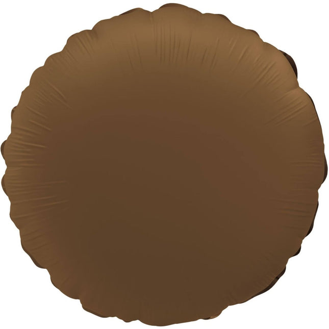Chocolade Bruine Helium Ballon Rond Leeg 45cm van Folat koop je bij Partywinkel