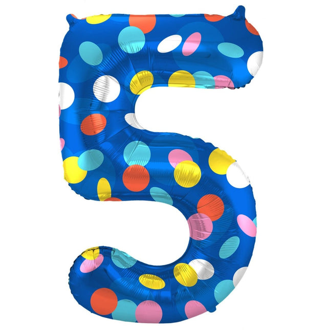 Cijfer Ballon 5 Jaar Stippen Leeg 86cm van Folat koop je bij Partywinkel