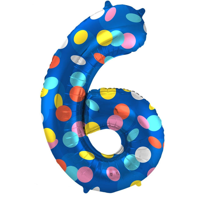 Cijfer Ballon 6 Jaar Stippen Leeg 86cm van Folat koop je bij Partywinkel