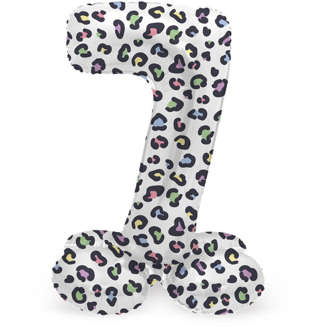 Cijfer Ballon 7 Jaar Panter Met Standaard Leeg 41cm van Folat koop je bij Partywinkel
