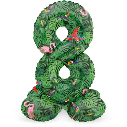 Cijfer Ballon 8 Jaar Jungle Met Standaard Leeg 72cm van Folat koop je bij Partywinkel
