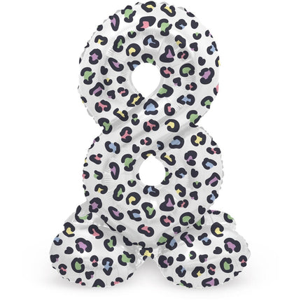 Cijfer Ballon 8 Jaar Panter Met Standaard Leeg 72cm van Folat koop je bij Partywinkel