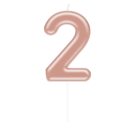 Cijfer Kaars 2 Rose Goud van Paper Dreams koop je bij Partywinkel