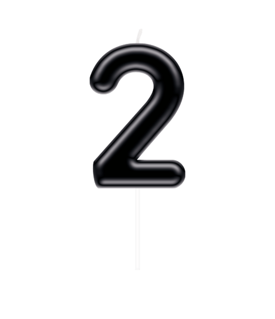 Cijfer Kaars 2 Zwart van Paper Dreams koop je bij Partywinkel