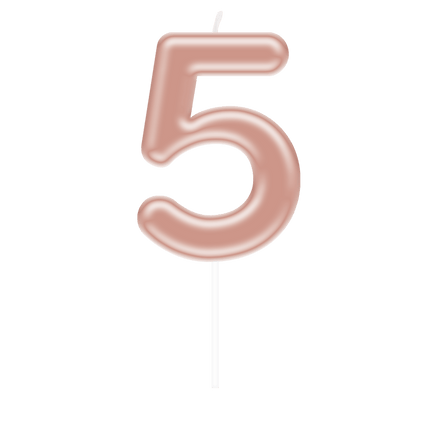 Cijfer Kaars 5 Rose Goud van Paper Dreams koop je bij Partywinkel