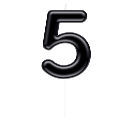 Cijfer Kaars 5 Zwart van Paper Dreams koop je bij Partywinkel