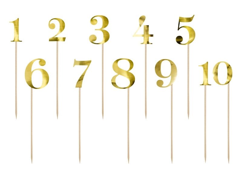 Cijfer Prikkers Goud 25,5cm 11st van Partydeco koop je bij Partywinkel