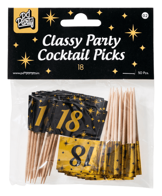 Cocktailprikkers 18 Jaar 6,5cm 50st van Paper Dreams koop je bij Partywinkel