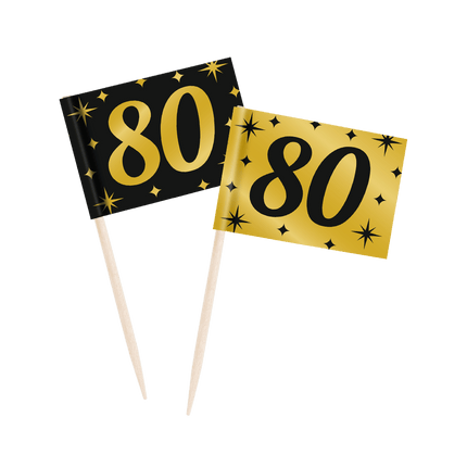 Cocktailprikkers 80 Jaar 6,5cm 50st van Paper Dreams koop je bij Partywinkel