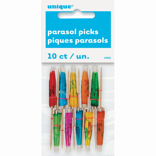 Cocktailprikkers Parasol 10,2cm 10st van Unique koop je bij Partywinkel