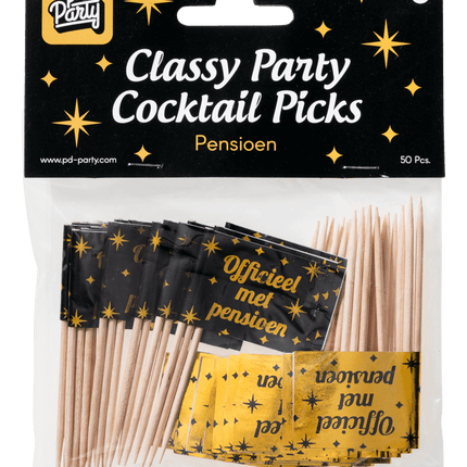 Cocktailprikkers Pensioen 6,5cm 50st van Paper Dreams koop je bij Partywinkel