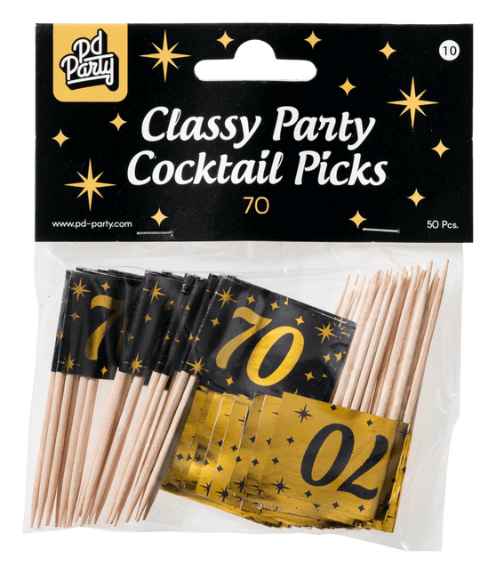 Cocktailprikkers70 Jaar 6,5cm 50st van Paper Dreams koop je bij Partywinkel