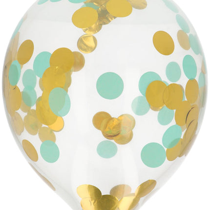 Confetti Ballon Blauw Goud 30cm 4st van Folat koop je bij Partywinkel