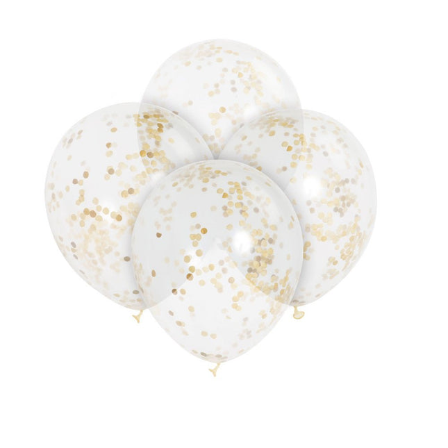 Confetti Ballonnen Goud 30,5cm 6st van Unique koop je bij Partywinkel