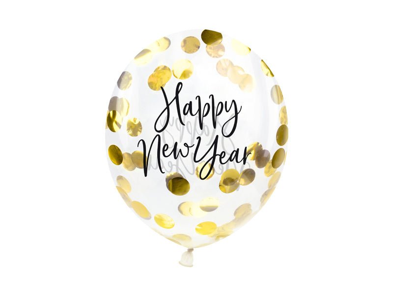 Confetti Ballonnen Happy New Year 27cm 3st van Partydeco koop je bij Partywinkel