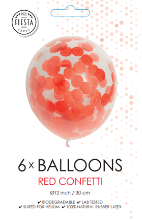 Confetti Ballonnen Rood 30cm 6st van WeFiesta koop je bij Partywinkel