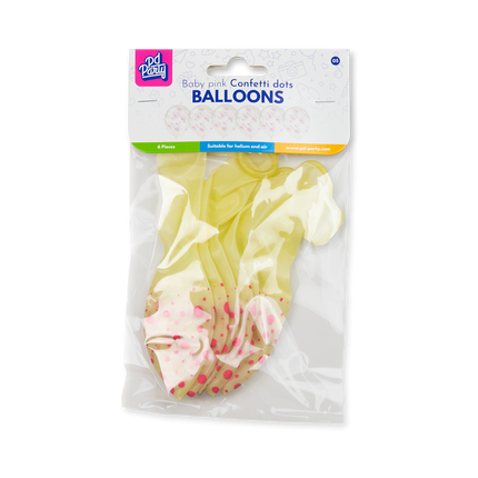 Lyserøde balloner med prikker, 30 cm, 6 stk