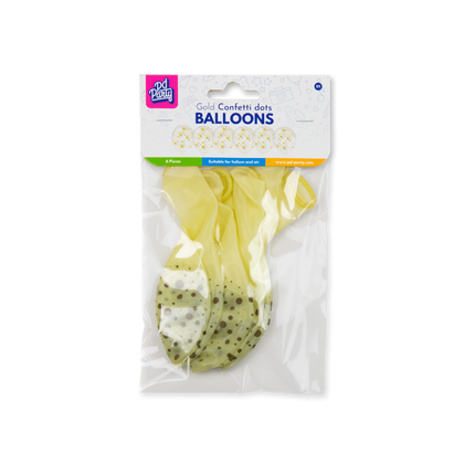 Guldfarvede balloner med prikker, 30 cm, 6 stk