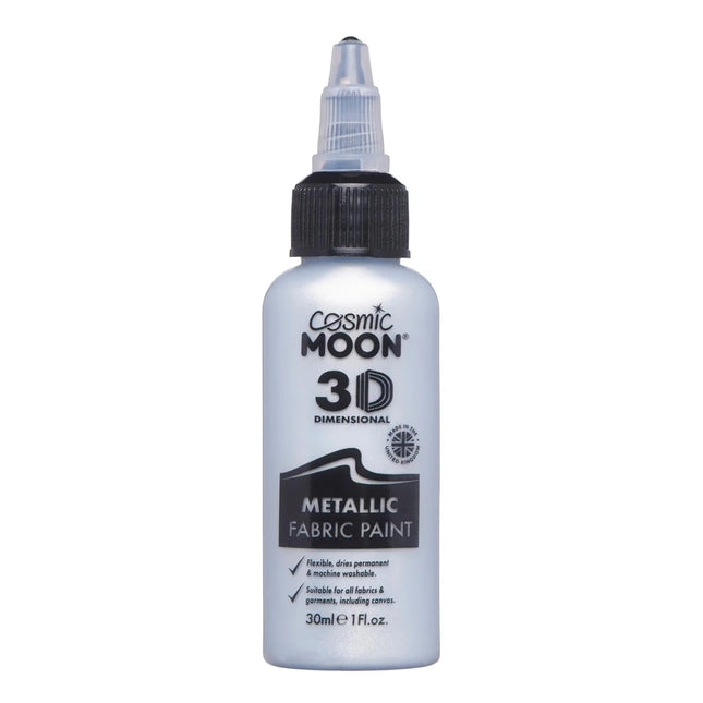 Cosmic Moon Metallic Fabric Paint Silver 30ml van Moon Creations koop je bij Partywinkel