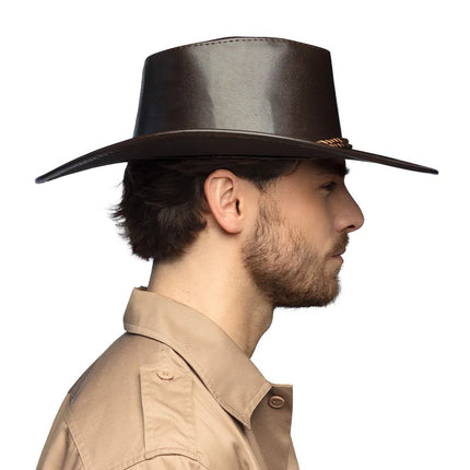 Cowboy Hoed Bruin Met Touw van Boland koop je bij Partywinkel