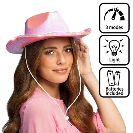 Cowboy Hoed Roze Pearl Led van Boland koop je bij Partywinkel