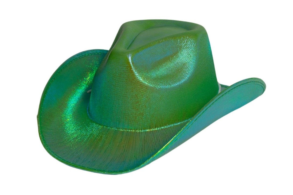 Cowboy Hoed Shiny Groen van Partychimp koop je bij Partywinkel