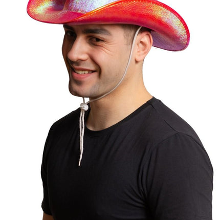 Cowboy Hoed Shiny Rood van Partychimp koop je bij Partywinkel