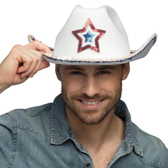 Cowboy Hoed Wit Met Ster van Boland koop je bij Partywinkel