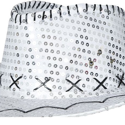 Cowboy Hoed Zilver Pailletten van Fiestas Guirca koop je bij Partywinkel