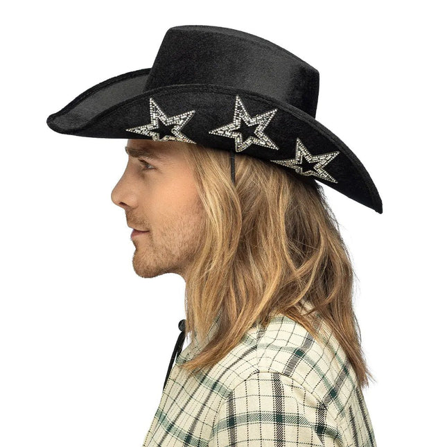 Cowboy Hoed Zwart Sterren van Boland koop je bij Partywinkel