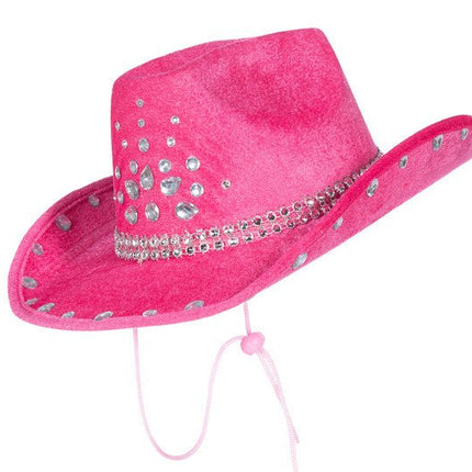 Cowboy Hoed Roze Dames Strass Steentjes van Wilbers & Wilbers koop je bij Partywinkel