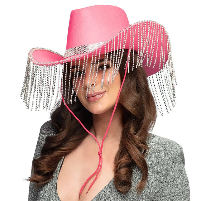 Cowgirl Hoed Roze Glitters van Boland koop je bij Partywinkel