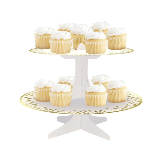 Cupcake Standaard Goud Karton 35cm van Unique koop je bij Partywinkel