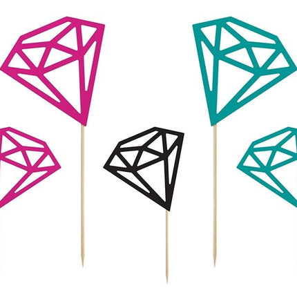 Cupcake Toppers Diamant 25,5cm 5st van Partydeco koop je bij Partywinkel